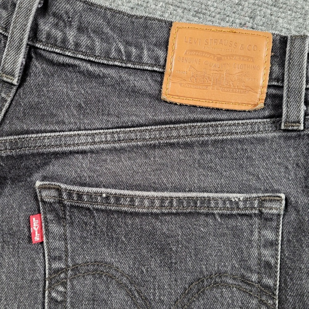 Levis Premium Ribcage Straight Jeans Womens‎ 30 Charcoal Gray High Rise Denim